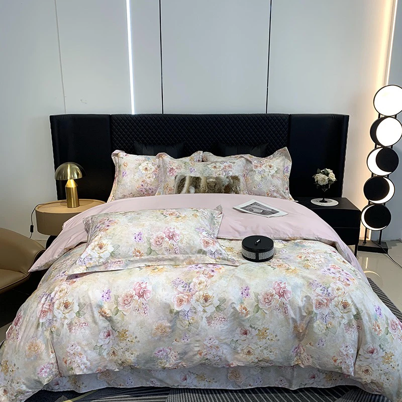 新款高端全棉100%棉长绒棉数码印花四件套