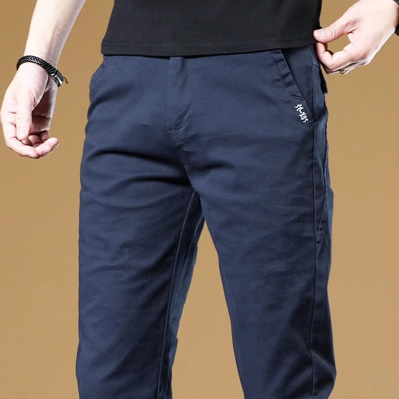 香港春季纯女休闲裤男士修身直筒2025春秋款百搭抗皱商务西装裤男