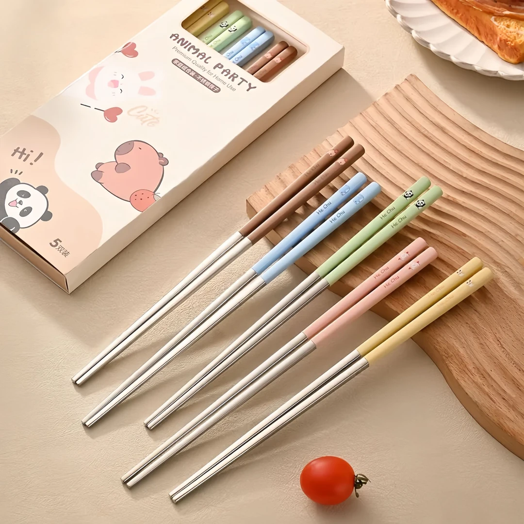 不锈钢筷子家用抗菌防霉个人专用筷防滑防摔日式防烫可爱卡通筷子