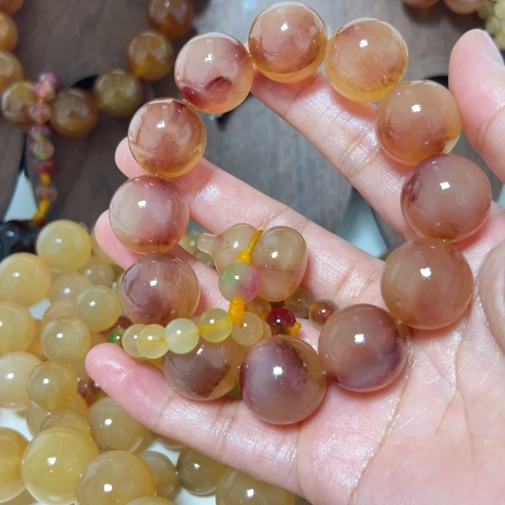 黑***司非金属珐琅20粉血手串