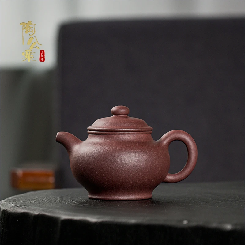 陶公粟原矿四号井底槽青《掇只》250cc陈佳欢手制精美紫砂壶