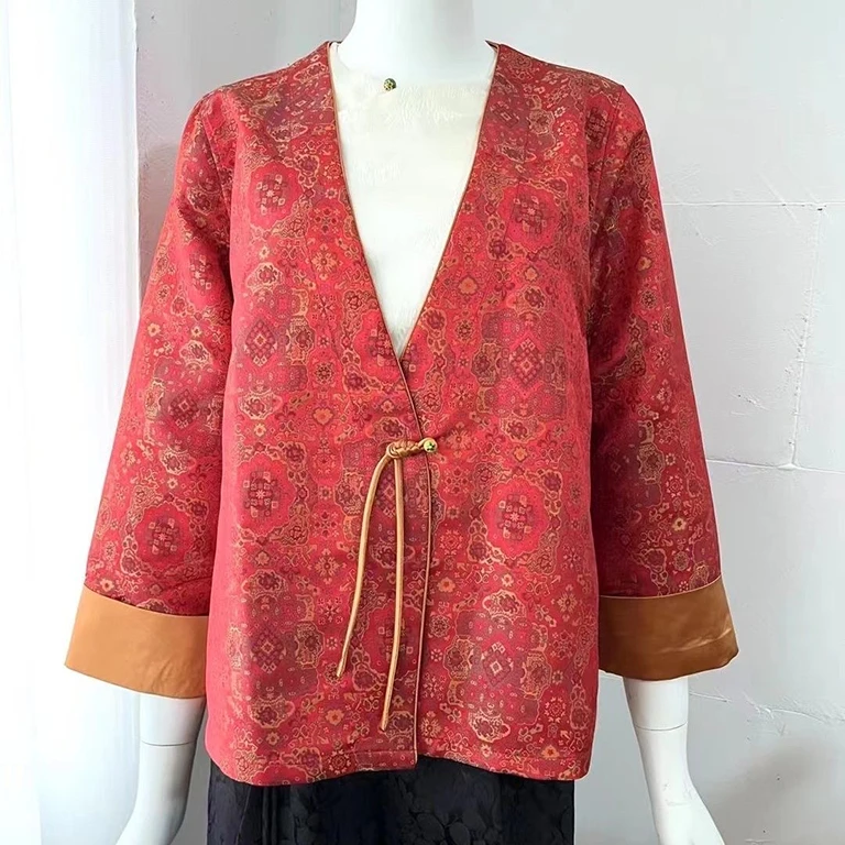 【云裳】气质国风印花宽松版中袖上衣外套8867