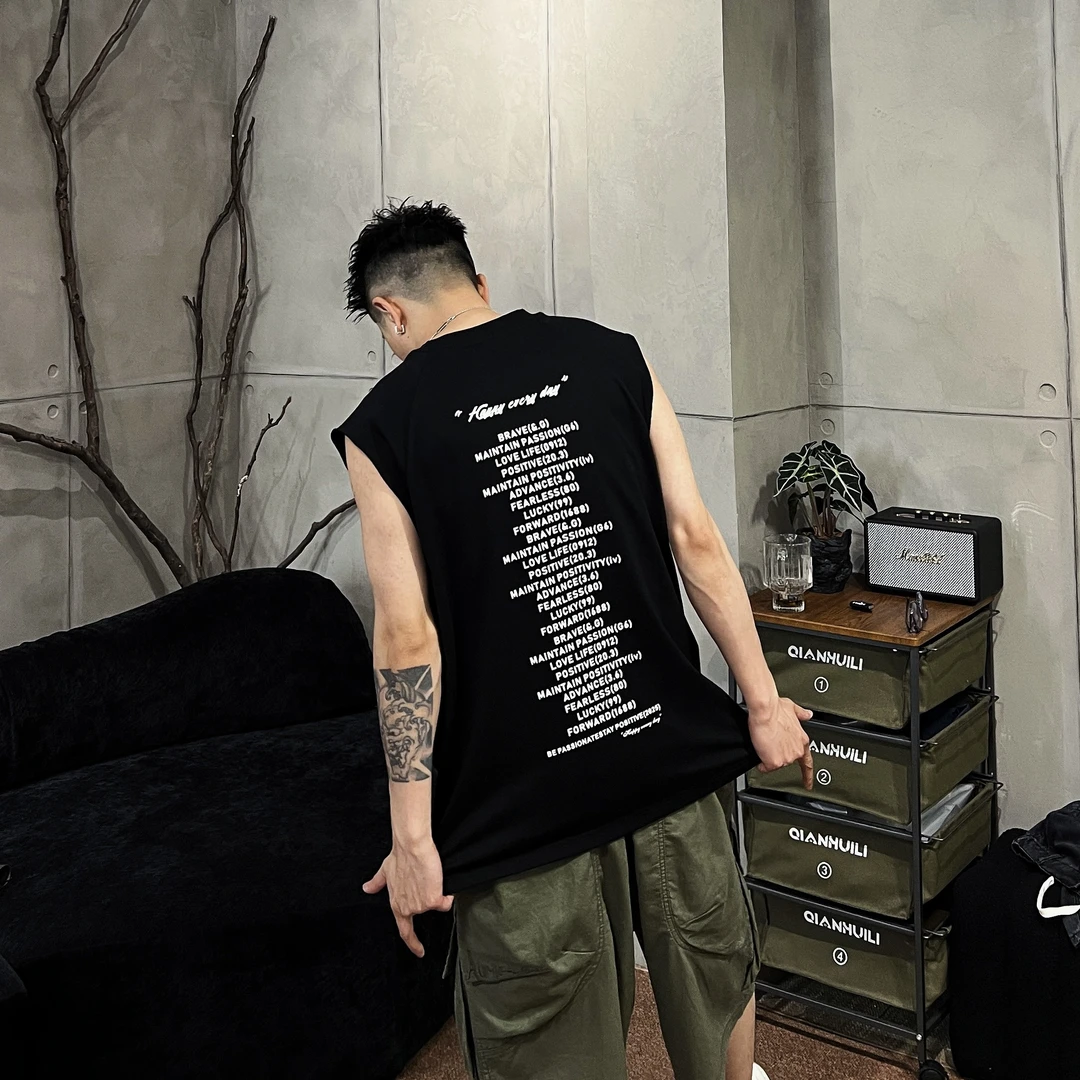 XDZZ二狗25ss夏季街头简约字母纯棉无袖T恤坎肩背心Y8086