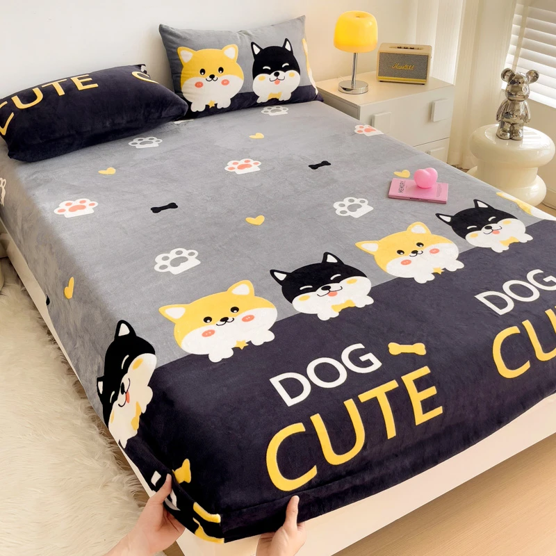 冬季加厚牛奶绒床笠新款床笠罩包裹式毛绒床单加绒被单牛奶绒床罩