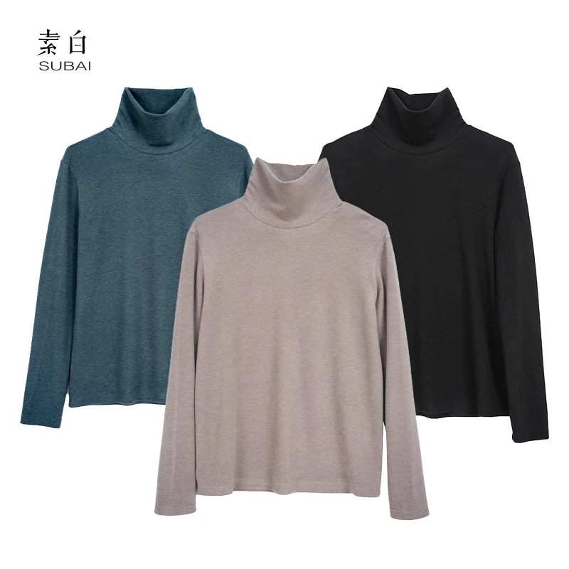 素白【绒语】T02201爽滑羊毛堆堆领长袖打底衫