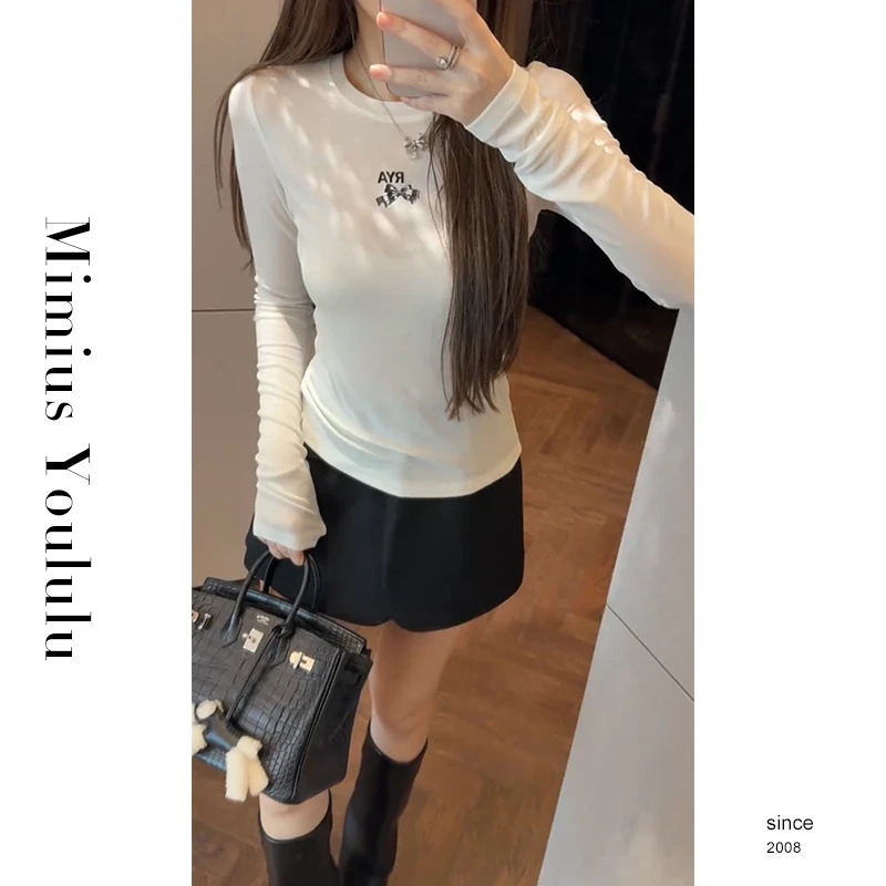 【mimius】肉肉 韩系甜美超舒适小刺绣长袖上衣 G07355