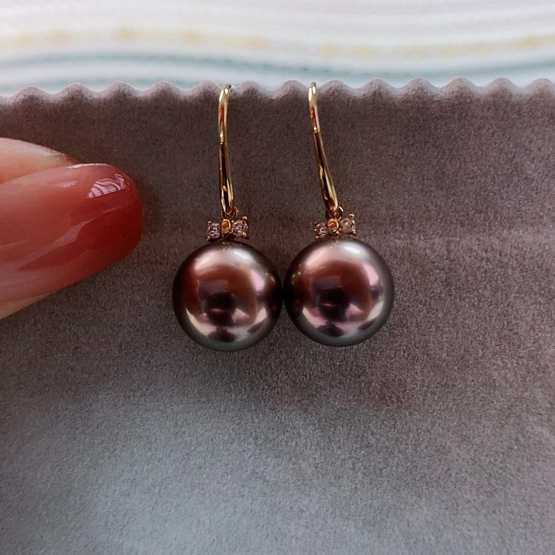 18K金镶嵌耳饰海水珍珠10-11