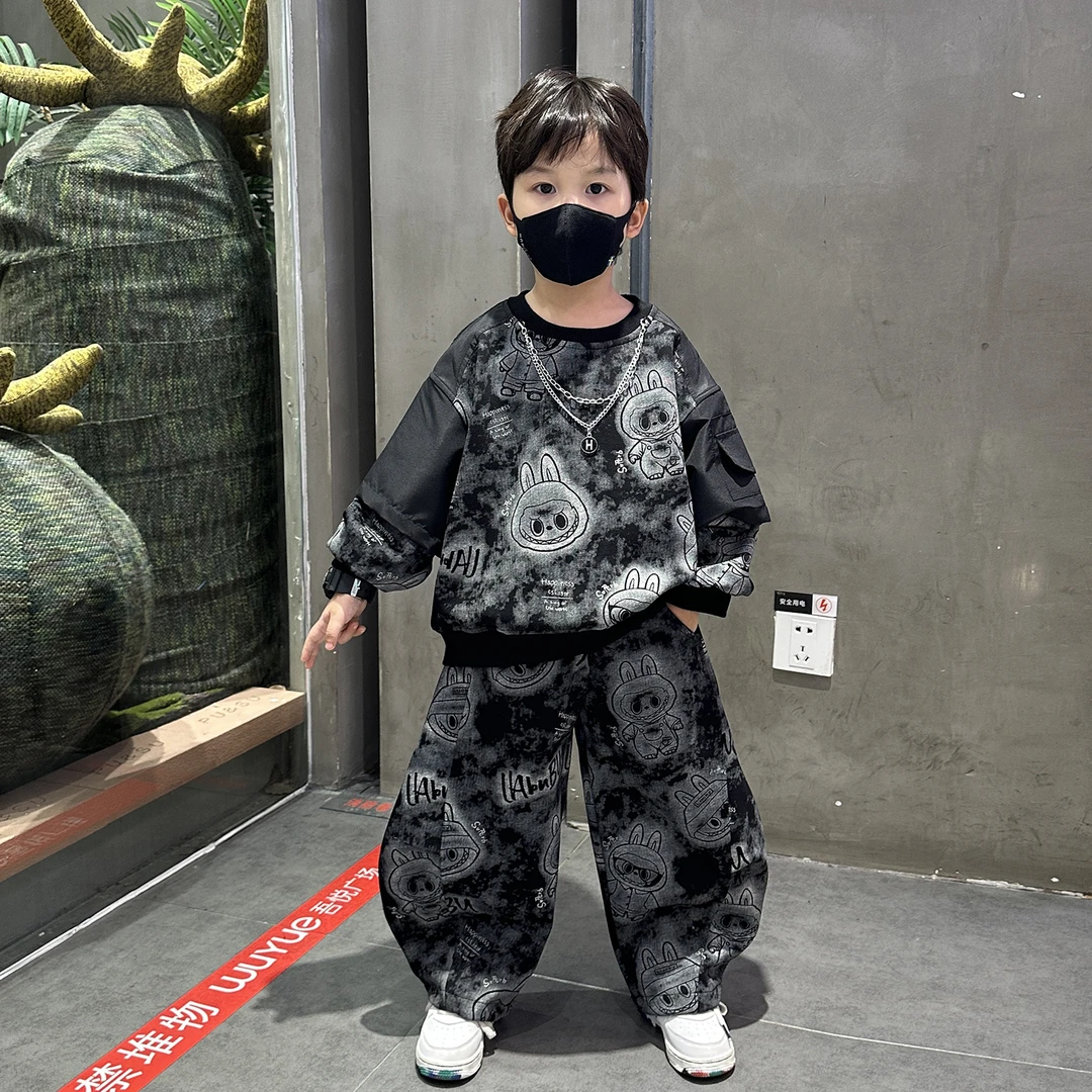 男童秋装套装2025新款酷帅儿童春秋季洋气时髦男孩宝宝休闲衣服潮