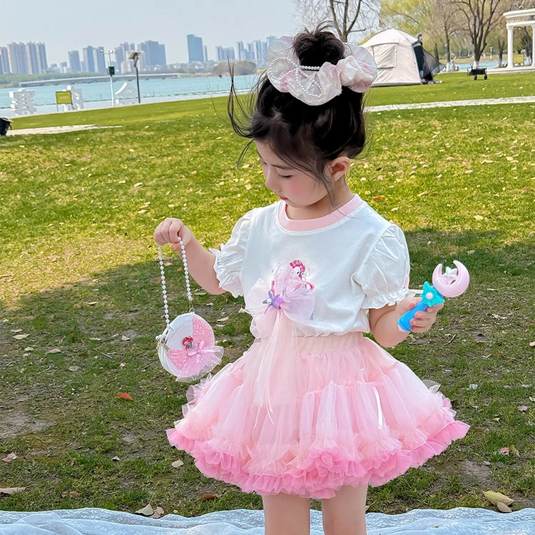 女童套装夏季2025新款洋气女宝宝蛋糕tutu公主裙子儿童夏季两件套