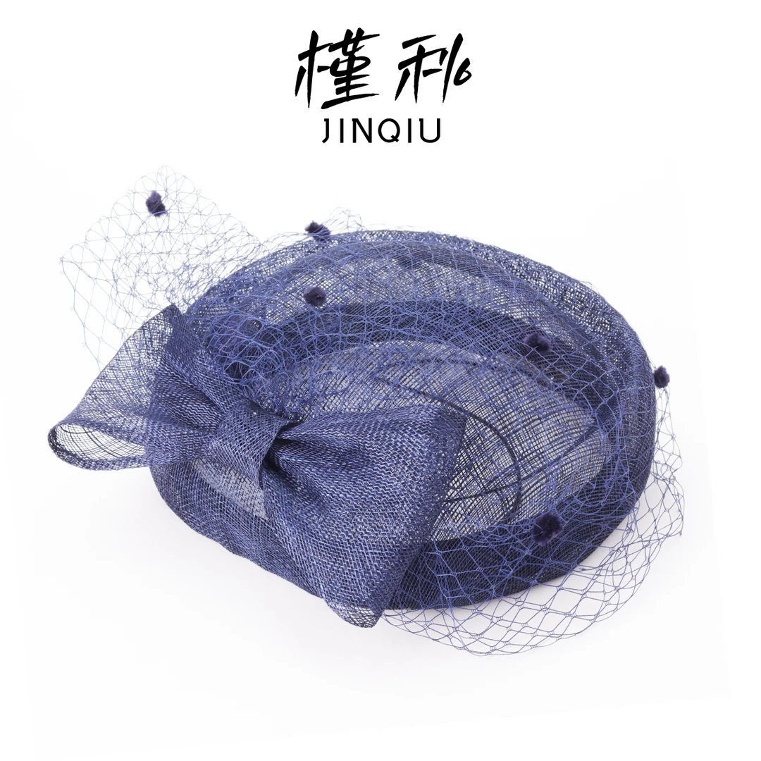 JQ 现货直发麻纱复古风显脸小蝴蝶结礼帽