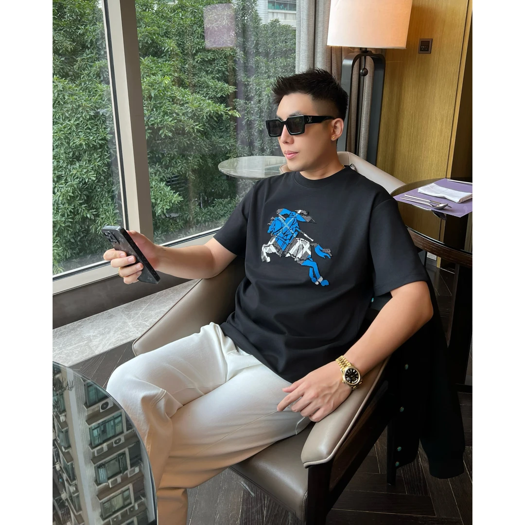 【植绒战马】李查德早秋老钱立体毛刷植绒工艺男士短袖T恤时尚休闲