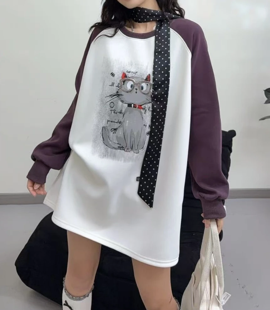 2819女士小猫拼接卫衣-A110