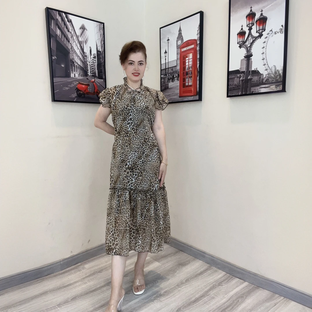 长裙连衣裙中腰夏装连衣裙夏季套头中长款法式短袖春季气质时尚