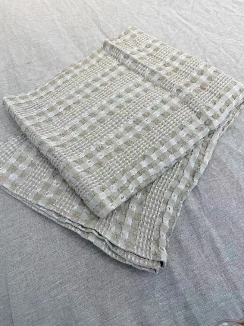 【麻先森-盖毯】天丝棉麻编织纹理浅色调兼具舒适美观多功能毯