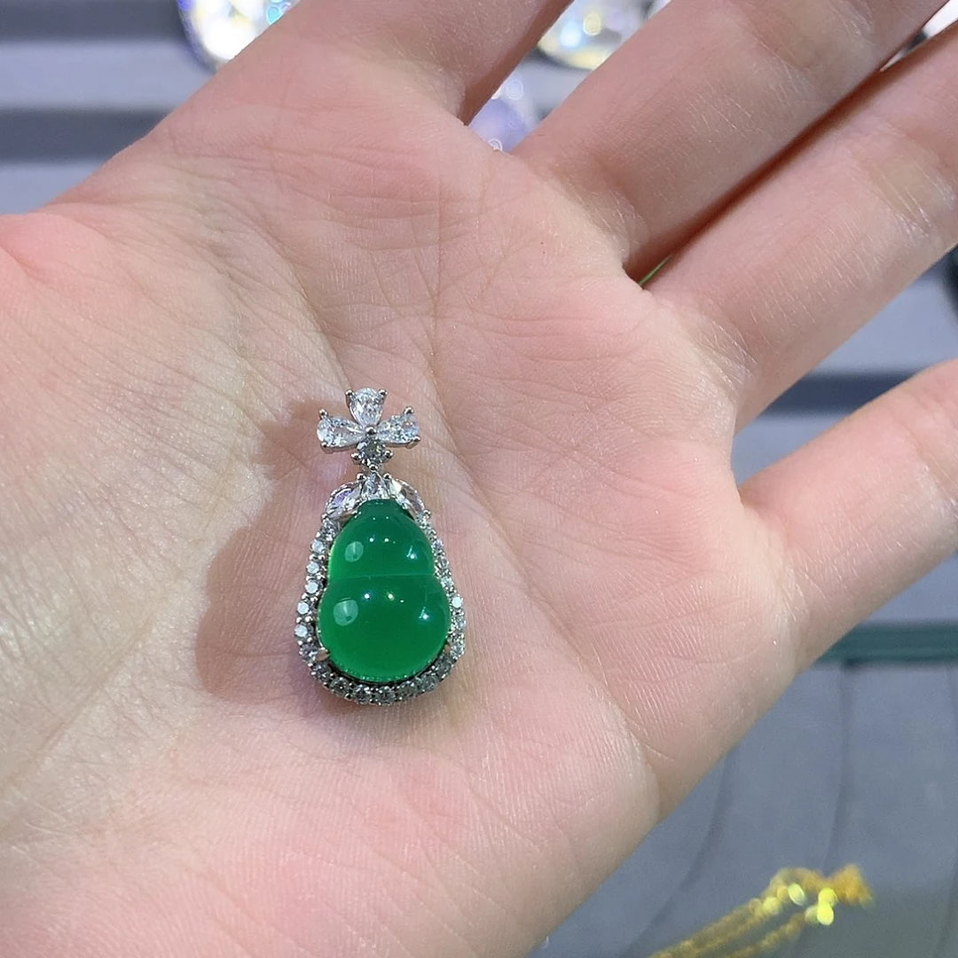 玛瑙/玉髓颈饰银S925镶嵌岩*