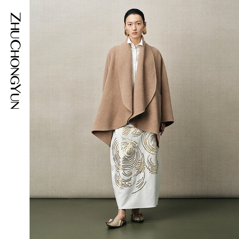 ZHUCHONGYUN2025冬新款翻领廓形外套上衣C1FZ40588