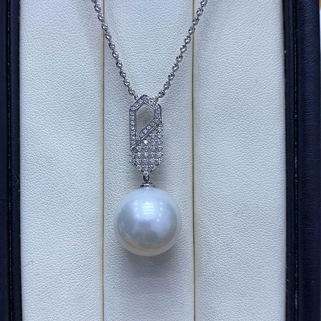 吊坠(不含链)海水珍珠18K金镶嵌15到16点位澳白