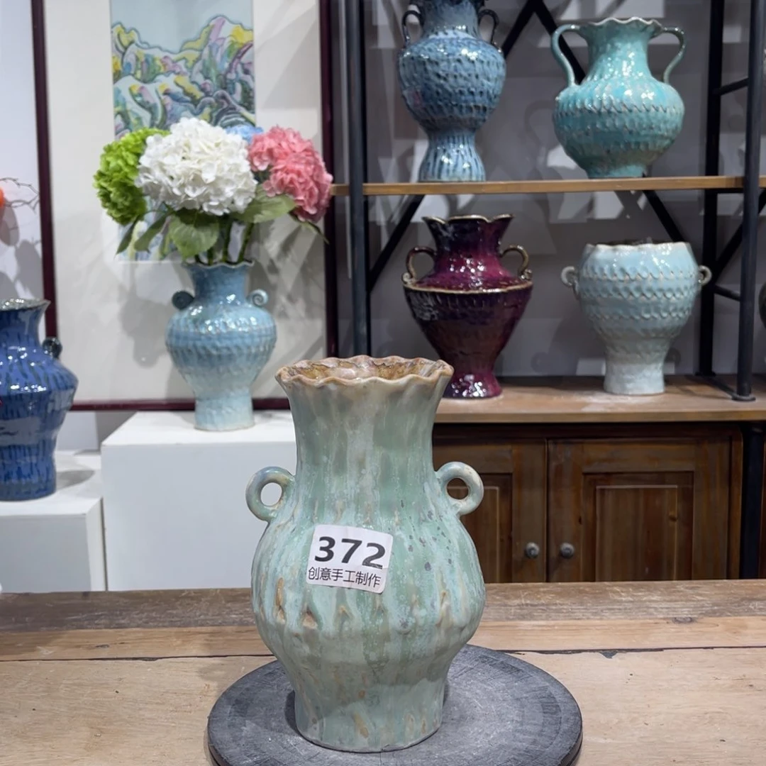 摆件陶瓷花瓶高19口径6盘泥清仓特价