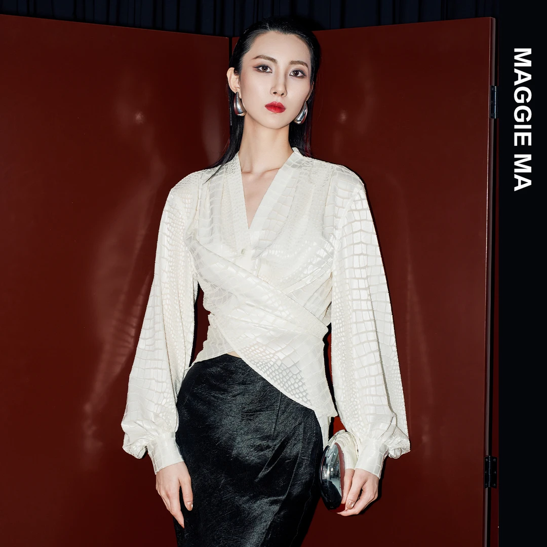 MAGGIE MA马婧小众女装衬衫女款外穿千金清冷感贵系衣服上衣060S