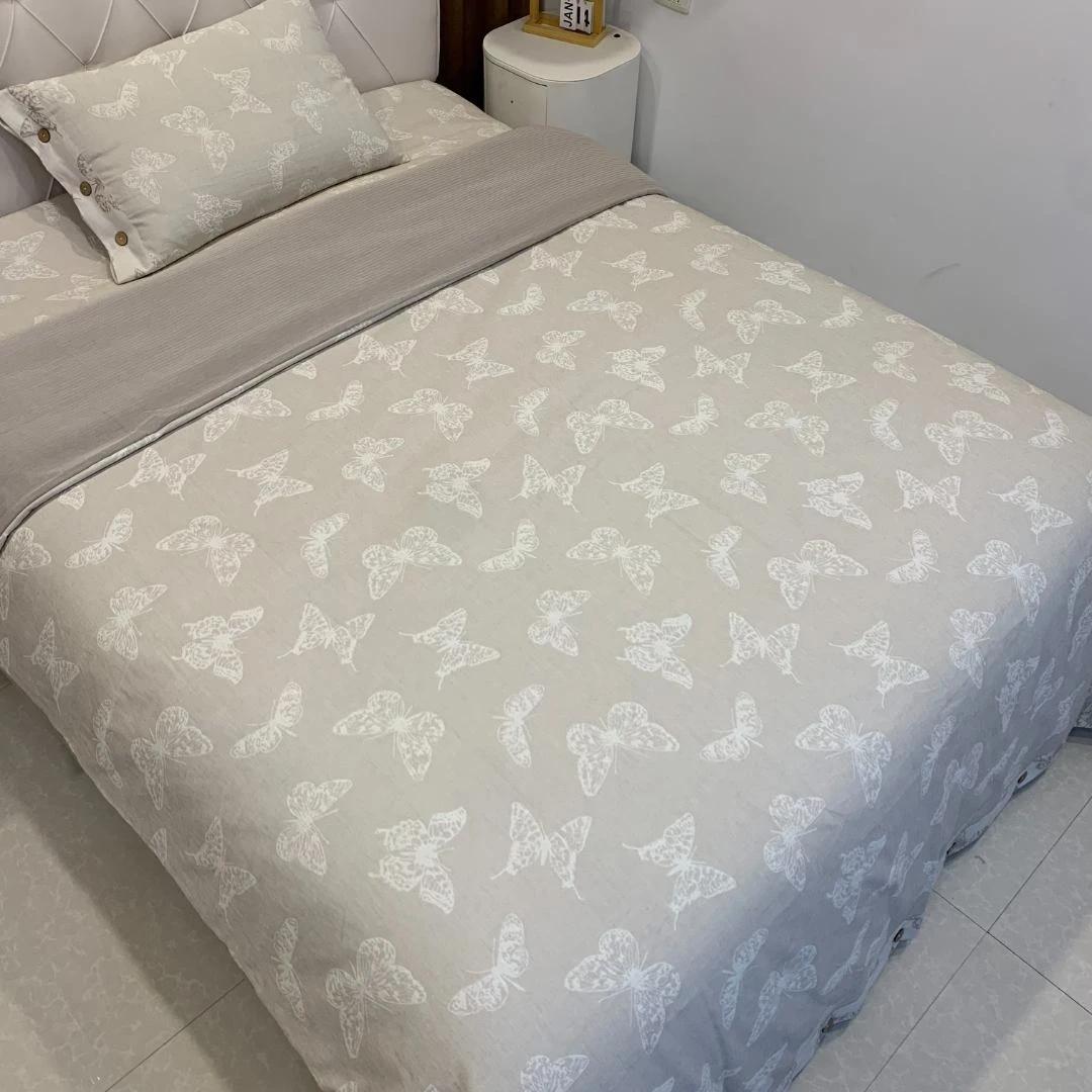 【蝴蝶被套】200x230纽扣款家居A类母婴级别棉麻柔软亲肤柔软透气