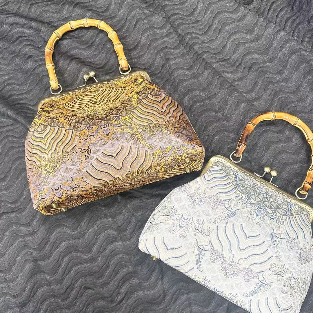 【雾山烟雨】新中式苏绣竹骨纹刺绣手提连衣裙