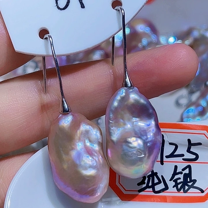 银S925镶嵌淡水珍珠耳饰