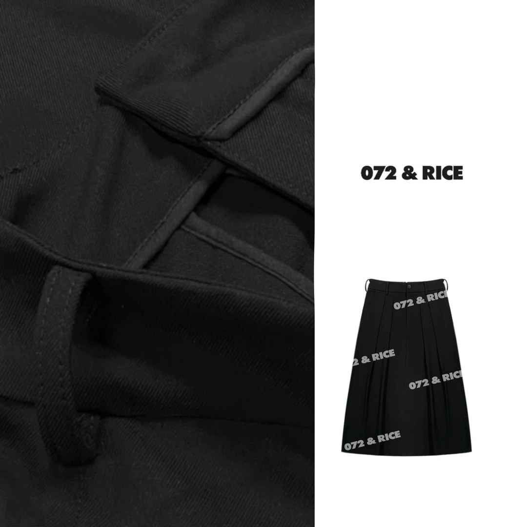 072 & RICE【墨然裙】莱赛尔醋酸羊毛 夏季休闲常规半身裙 32LK56