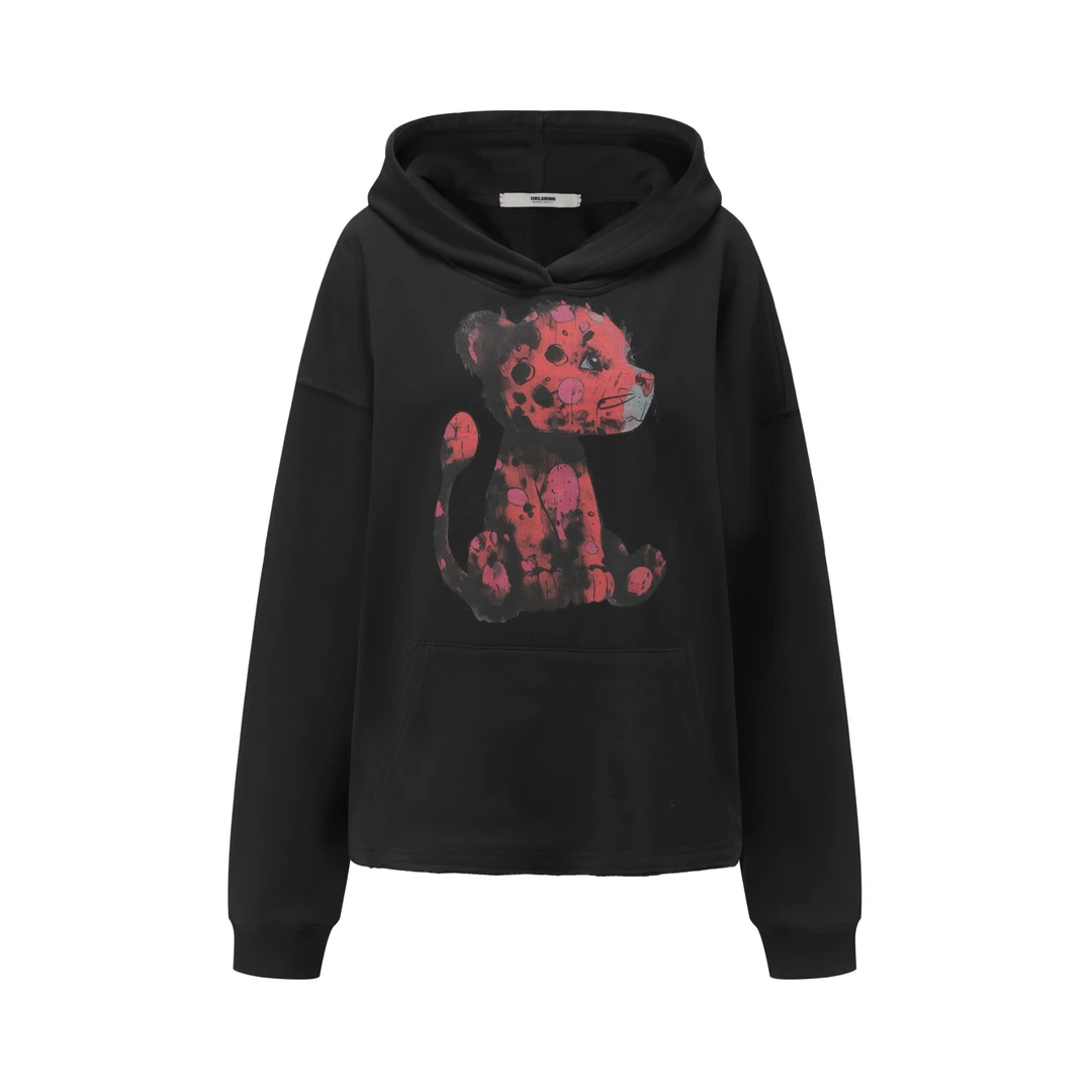 ELVIS.CHEUNG蒋云開運25春夏新品豹富系列：宽松破洞甩帽卫衣