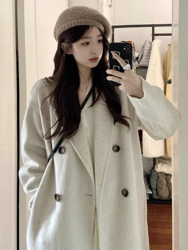 高个子大码呢子大衣女春秋加厚170超长款178加长版到脚踝毛呢外套