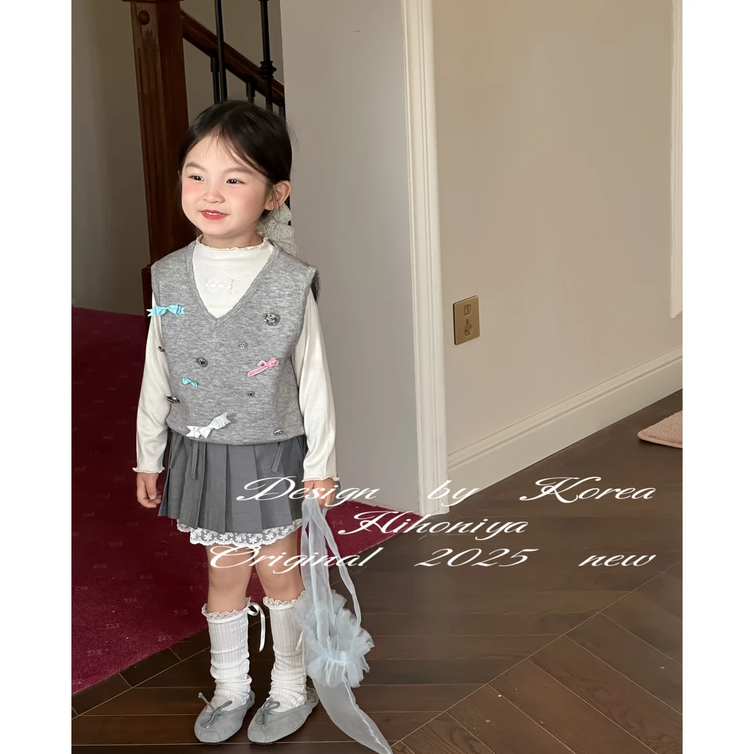 【梦幻灰蕾】六Hihoniya~2025春季亲子款蕾丝学院风韩版百褶裙