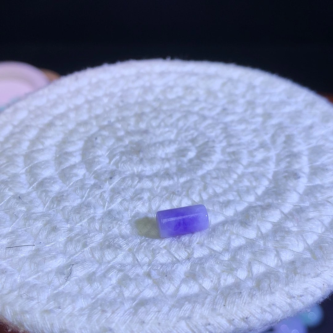 散珠翡翠天然缅甸翡翠桶珠卡10.7厚4.7渐变浓紫