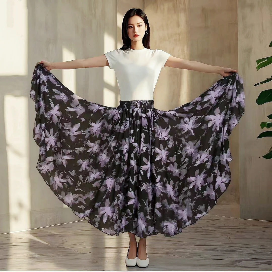 大裙摆气质半身裙高腰显瘦飘逸优雅长裙女夏中长款
