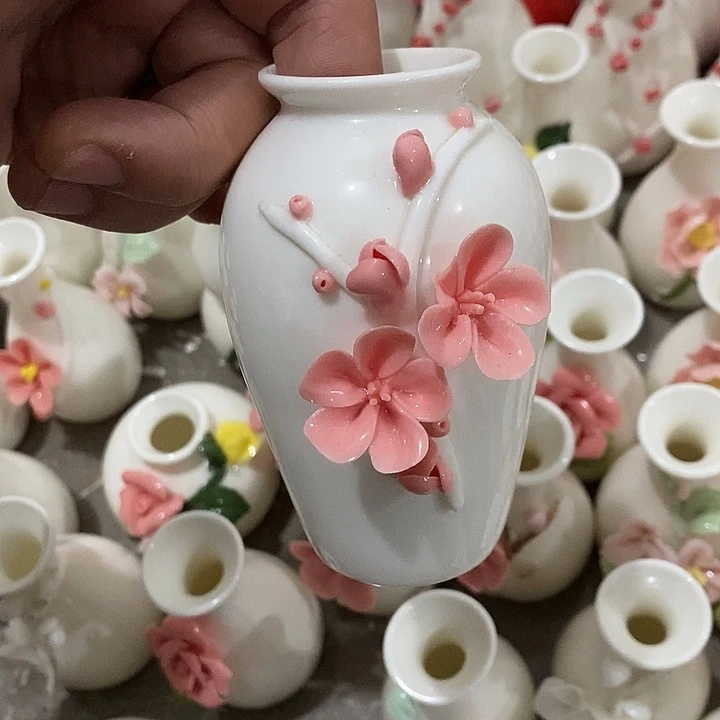 瓷片纯手工陶瓷花摆件瑕
