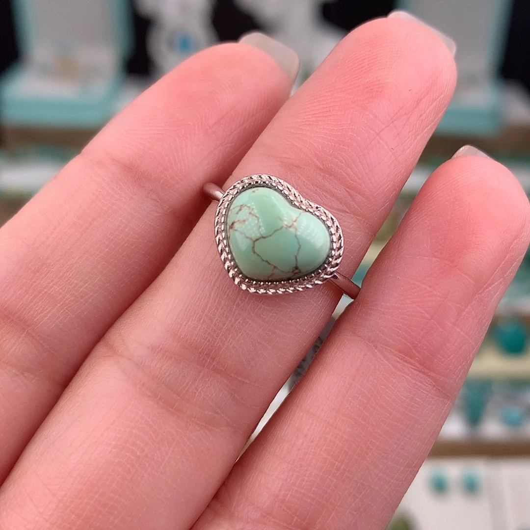 绿松石银S925镶嵌戒指