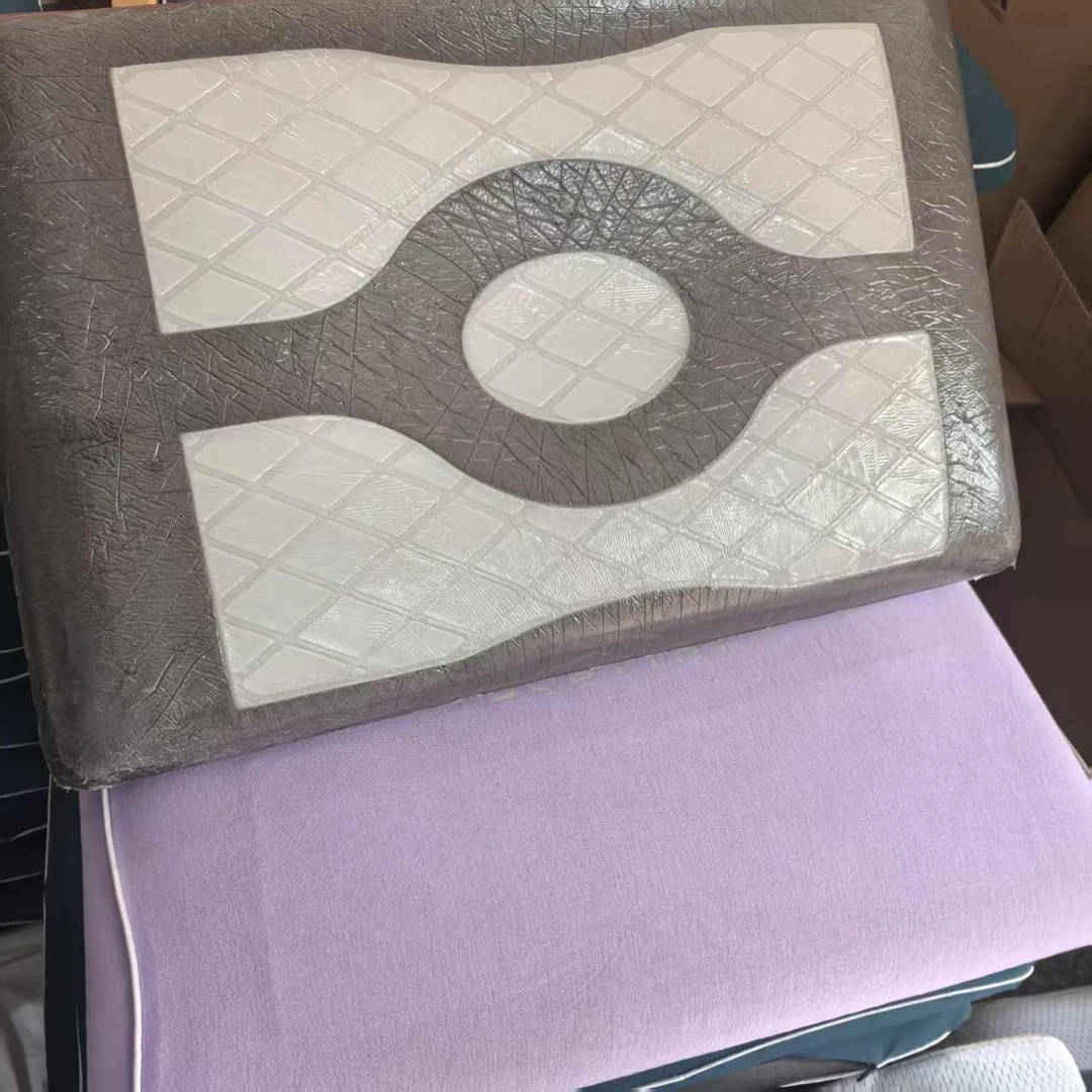 白色分区黑金凝胶睡眠枕（紫色针织枕套）40*60* 8