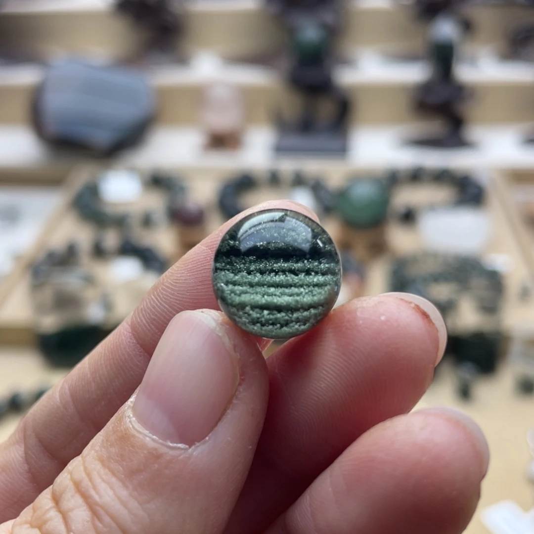 水晶颈饰未镶嵌绿幽灵千层聚宝盆单珠