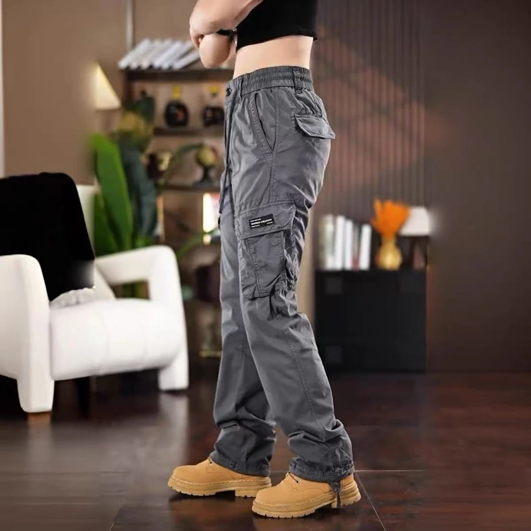 2025美式潮流复古休闲工装裤子男女款弹力休闲简约直筒长裤6455