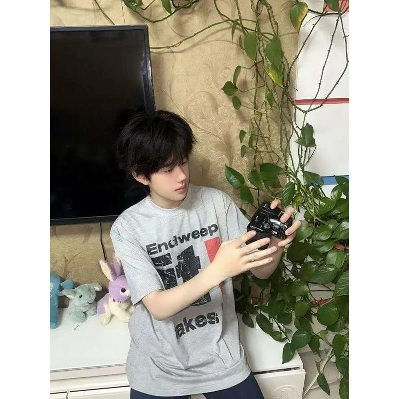 2025新款夏季字母美式男女短袖印花百搭宽松情侣爆款上衣休闲T恤