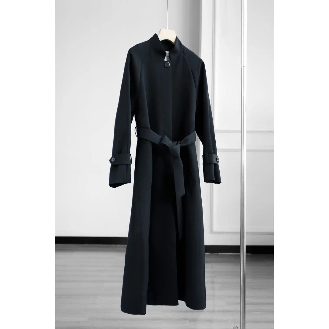 设计款插肩袖气质显瘦长款风衣DLLFY1231