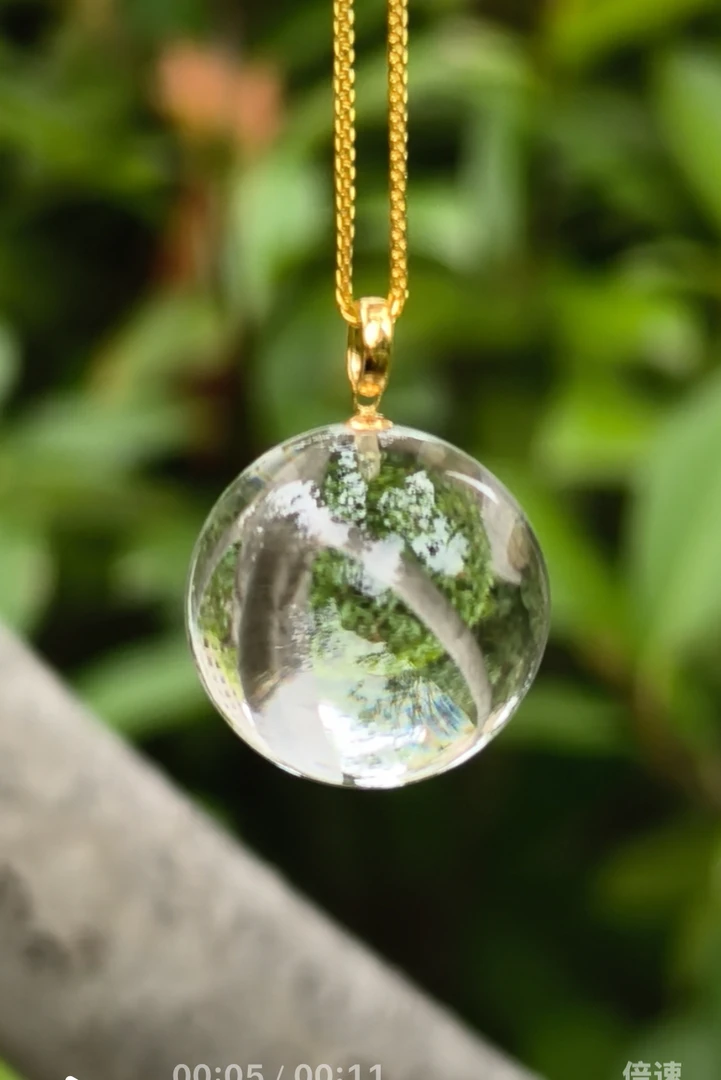 天然珍藏白水晶吊坠18K金镶嵌时尚高级纯天然百搭26+