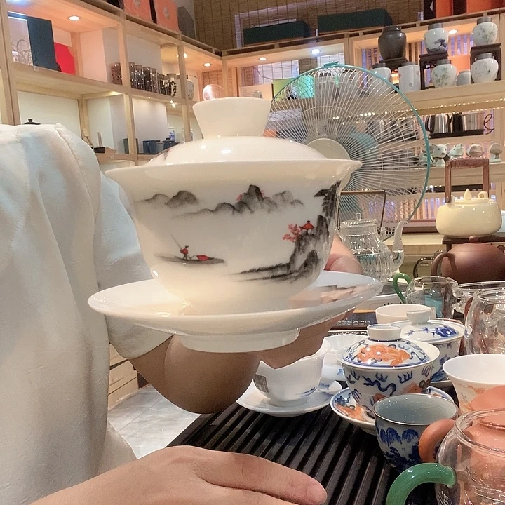 羊脂白玉盖碗大容量