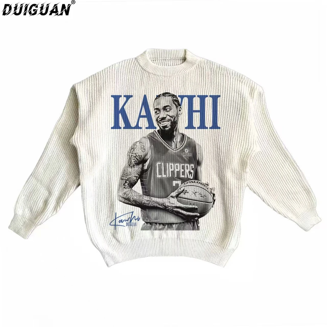 DG-伦纳德球星毛衣针织衫长袖圆领套头直喷印花宽松保暖慵懒男女