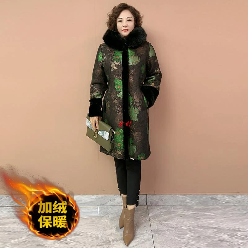 2582-170妈妈双面貂绒风衣高档连帽一体时尚保暖小个子外套加厚
