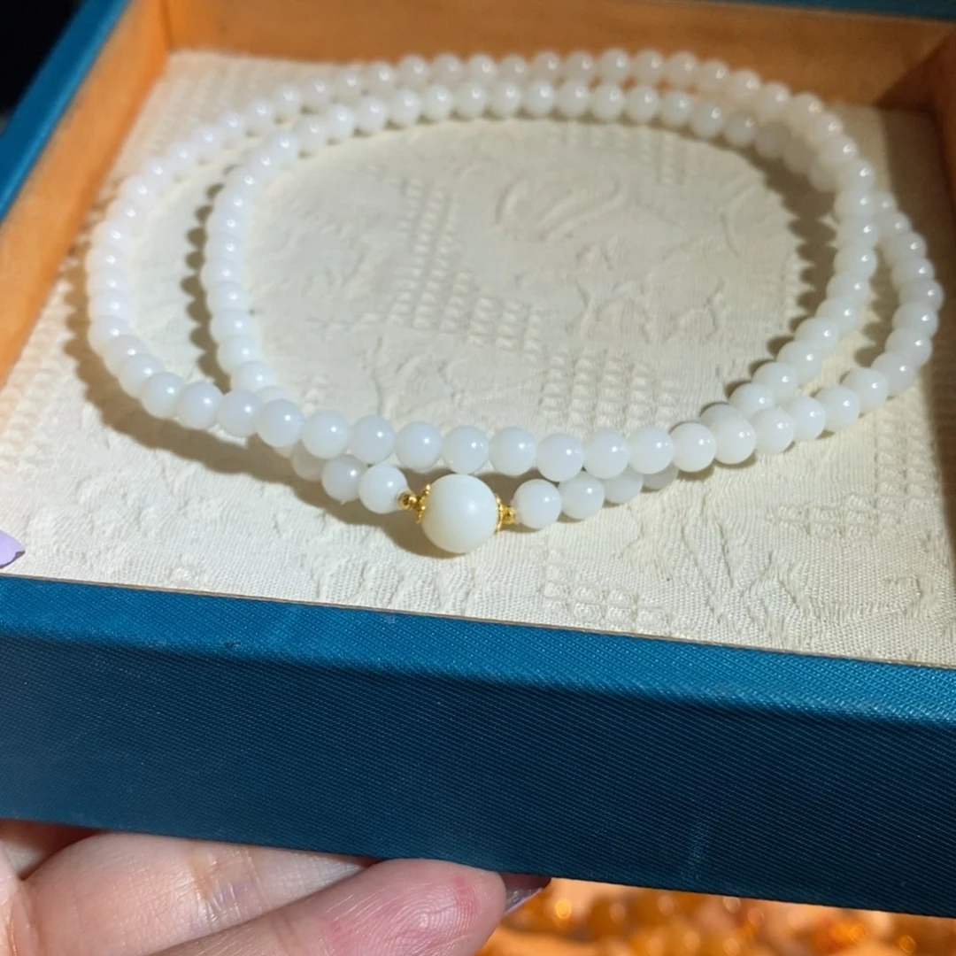 和田玉（白玉）项链18K金镶嵌