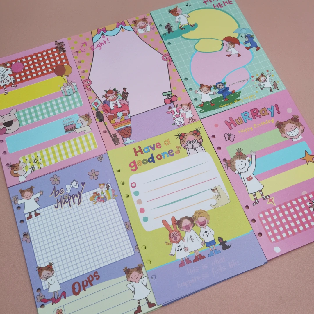 4030【4本6孔A5替芯】随机发颜色款式不挑不备注全彩内页手账本活页