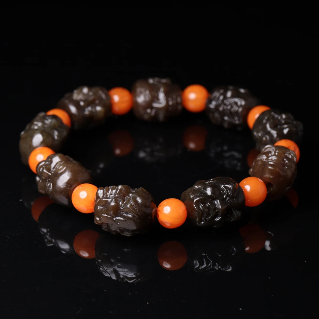 清代和田玉十八罗汉手串