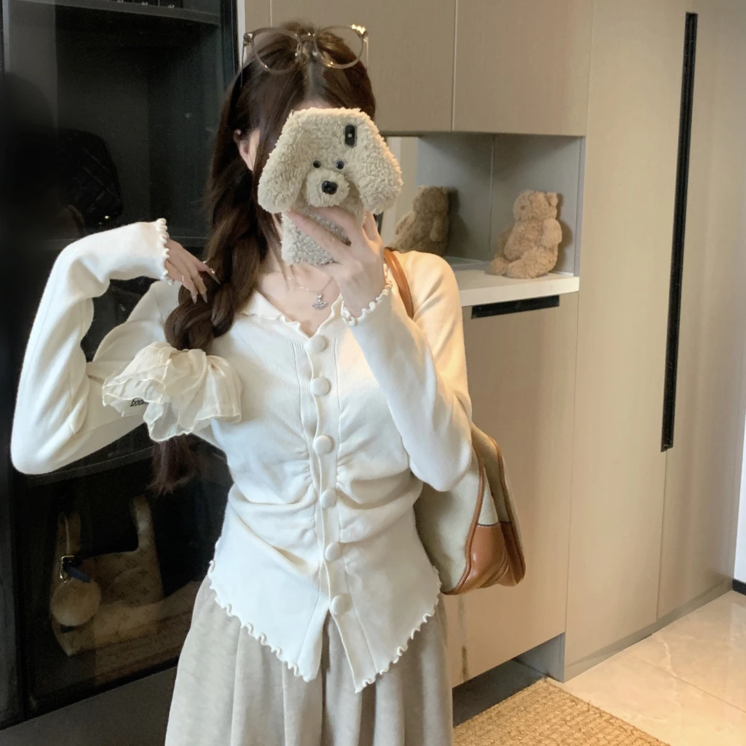 1146大码胖mmV领针织开衫女秋冬新款长袖修身内搭毛衣打底衫上衣