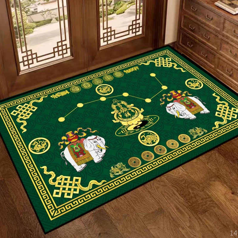 全新款棕黄色麒麟大象图案入户门垫北斗七星样式五行风水进户门用