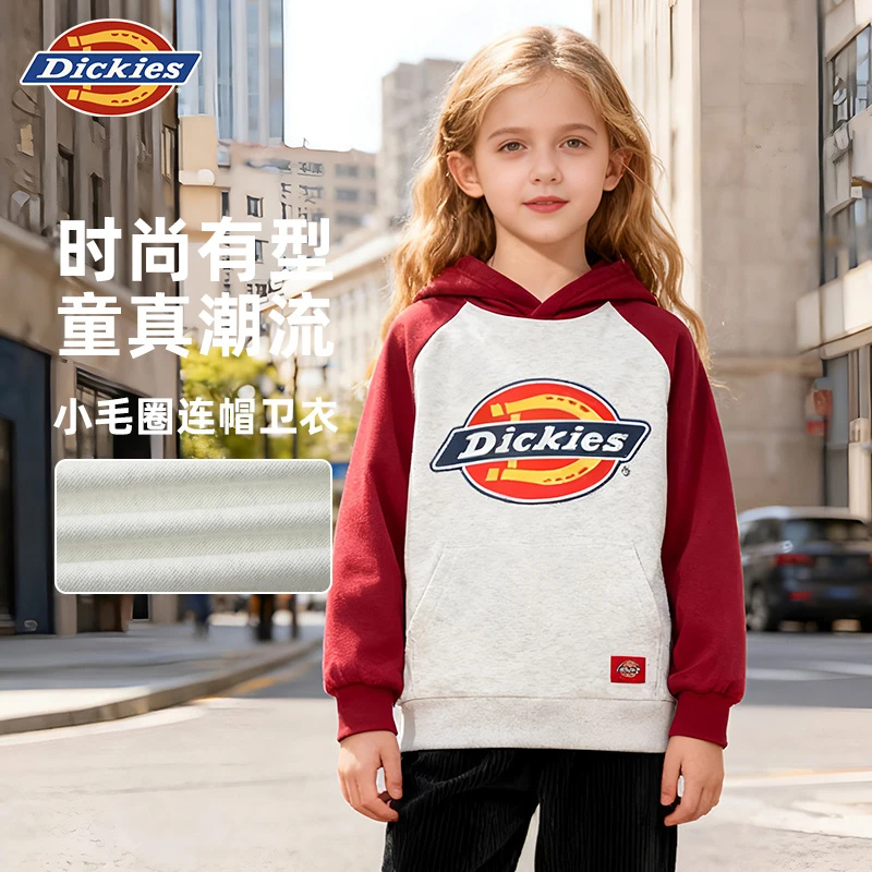 Dickies儿童2025年春秋亲肤不易皱卫衣透气休闲风上衣小男孩保暖