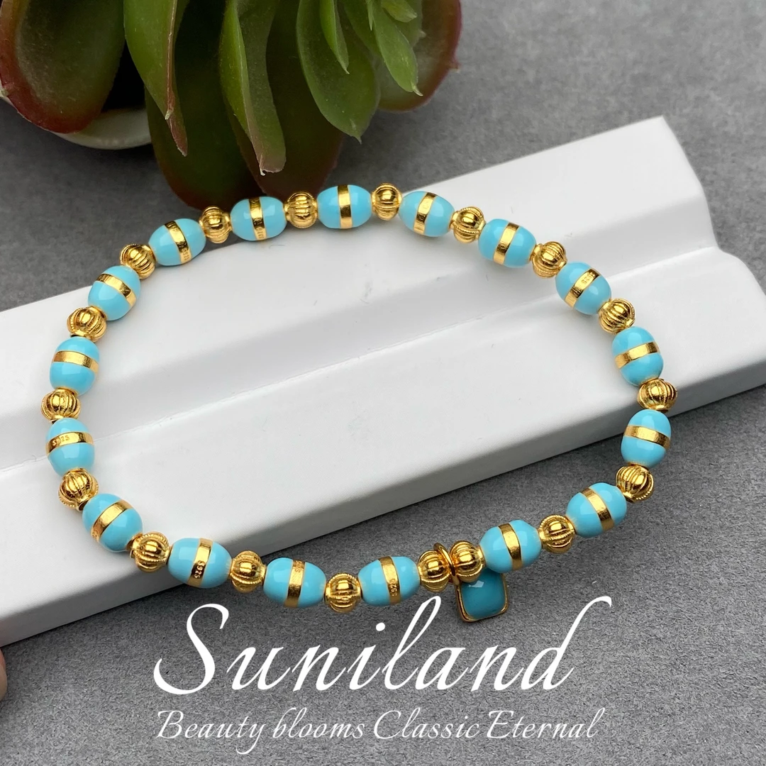 925银珐琅手链 蓝色汉堡